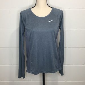 Nike Dri-Fit Running Crew Neck Shirt Blue Med
